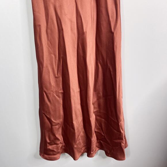 Jenny Yoo Collection 4 English Rose Orange Nicole Satin Halter Dress Low Back - Picture 5 of 14